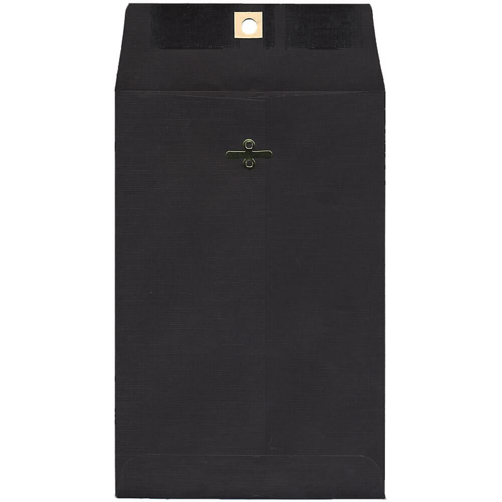 JAM Paper Open-End 6in x 9in Catalog Envelopes, Clasp Closure, Black, Pack Of 10