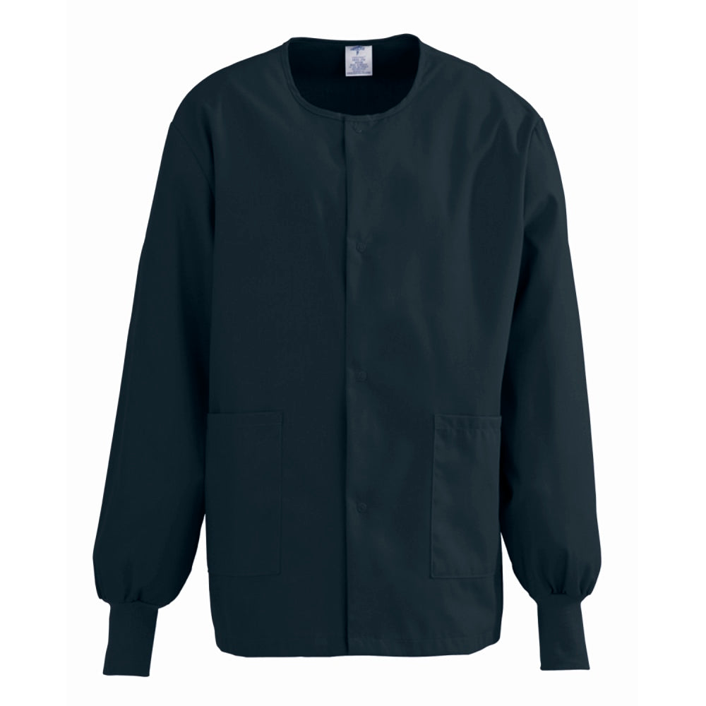 Medline ComfortEase Unisex Warm-Up Scrub Jacket, 2X, Black