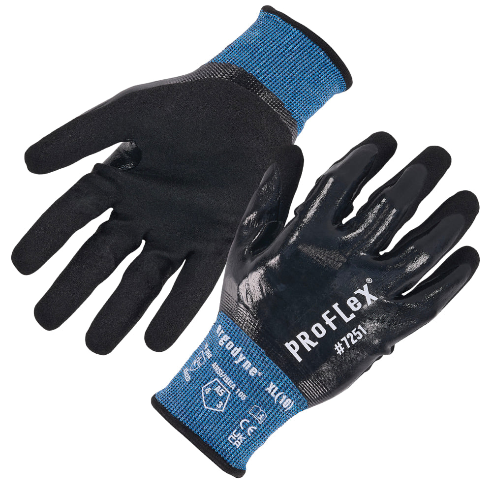 Ergodyne ProFlex 7251 Nitrile Coated Cut-Resistant Gloves, Medium, Black