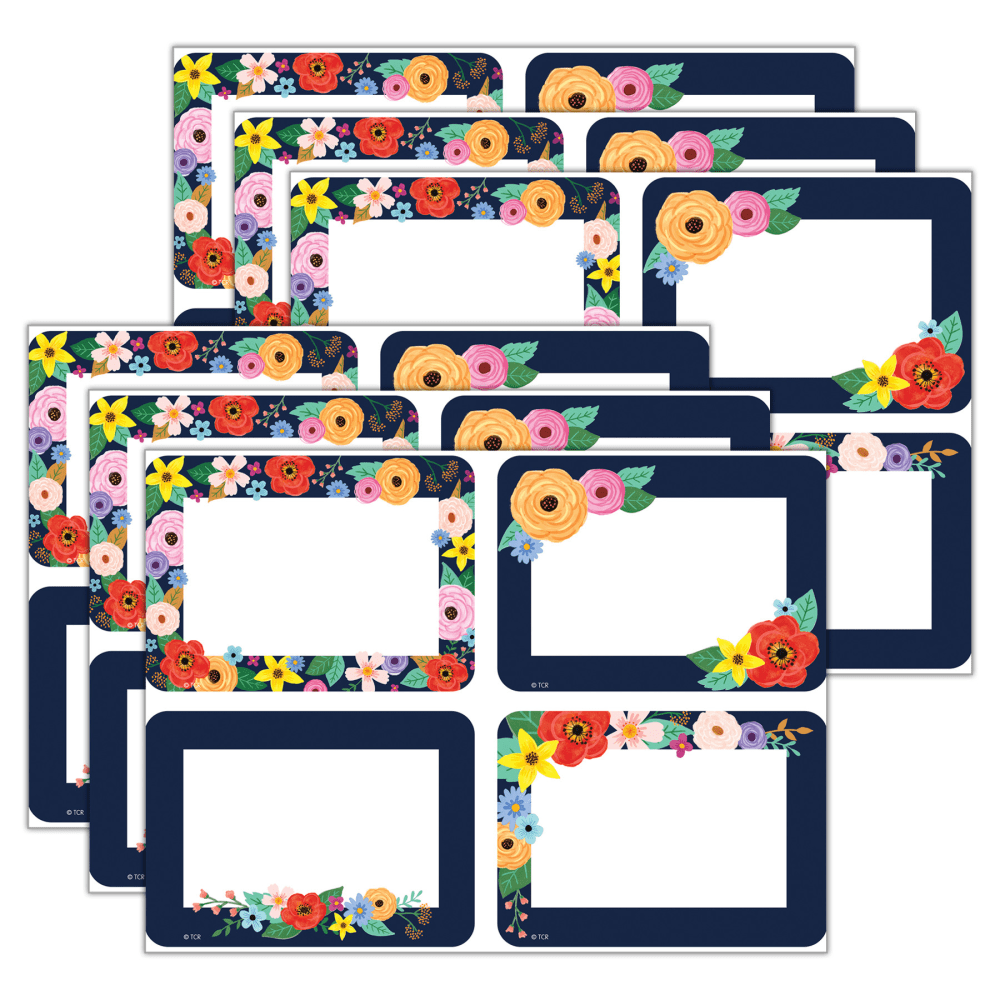 Teacher Created Resources Name Tags/Labels, Wildflowers, 36 Name Tags Per Pack, Set Of 6 Packs