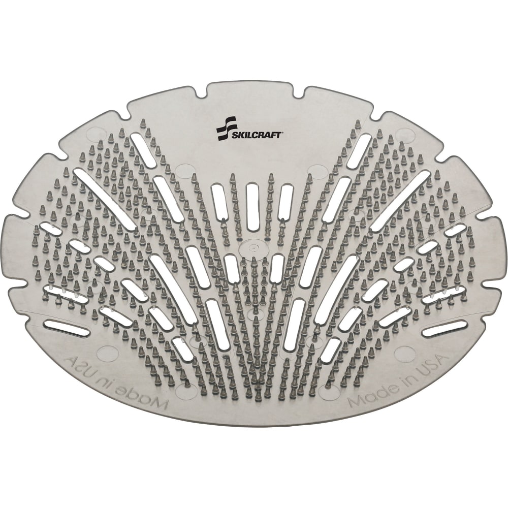 SKILCRAFT Deodorizing Urinal Screen - Lasts upto 45 Days - Anti-splash, Clog Remover, Deodorizer - 10 / Box - Gray