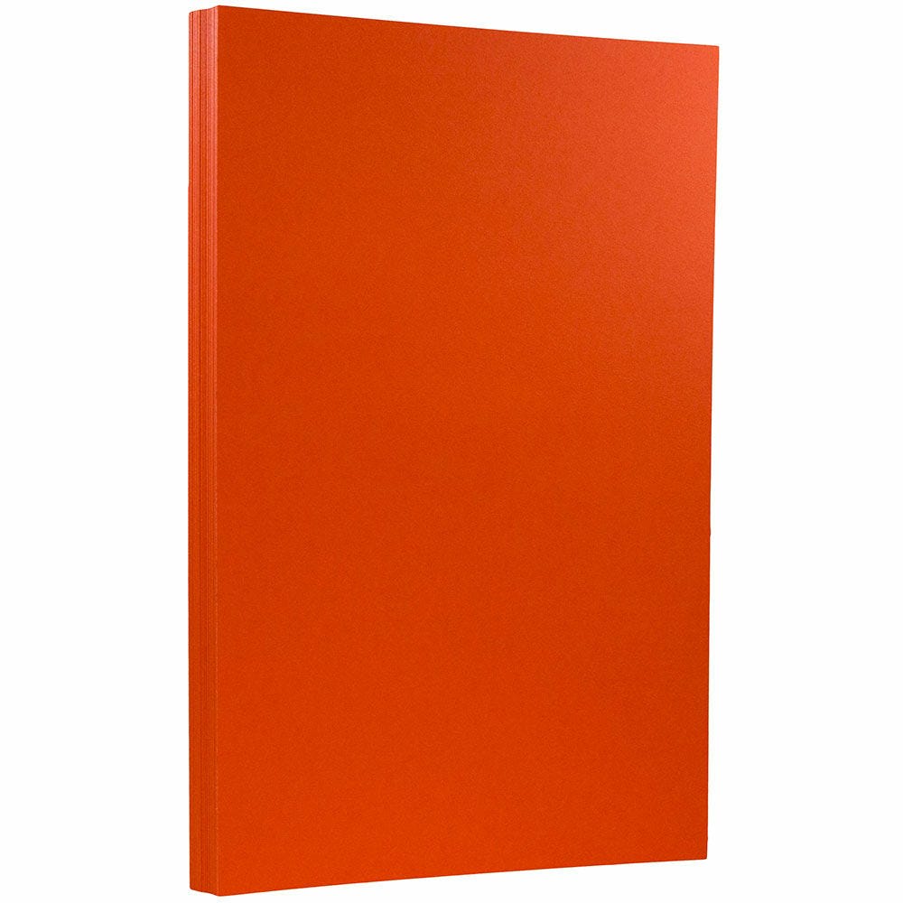 JAM Paper Card Stock, Mandarin Orange, Legal (8.5in x 14in), 65 lb, Pack Of 50