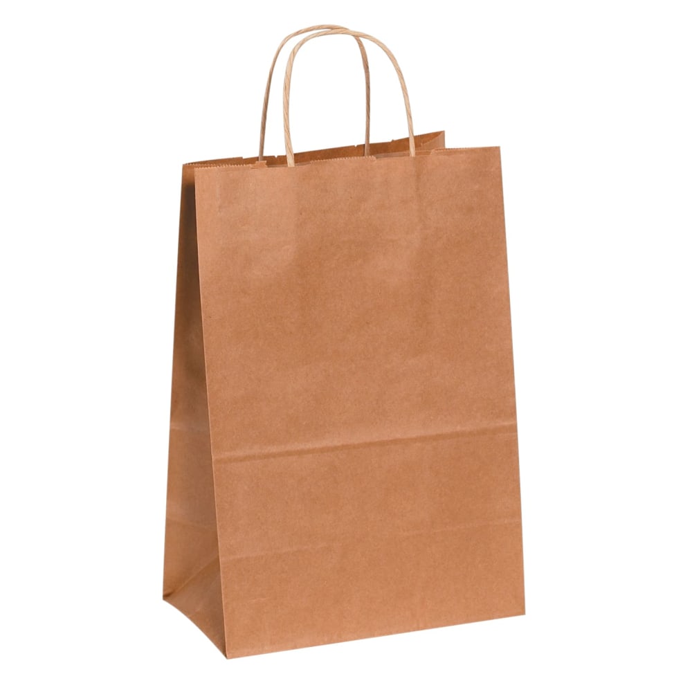 Partners Brand Paper Shopping Bags, 13inH x 10inW x 5inD, Kraft, Case Of 250