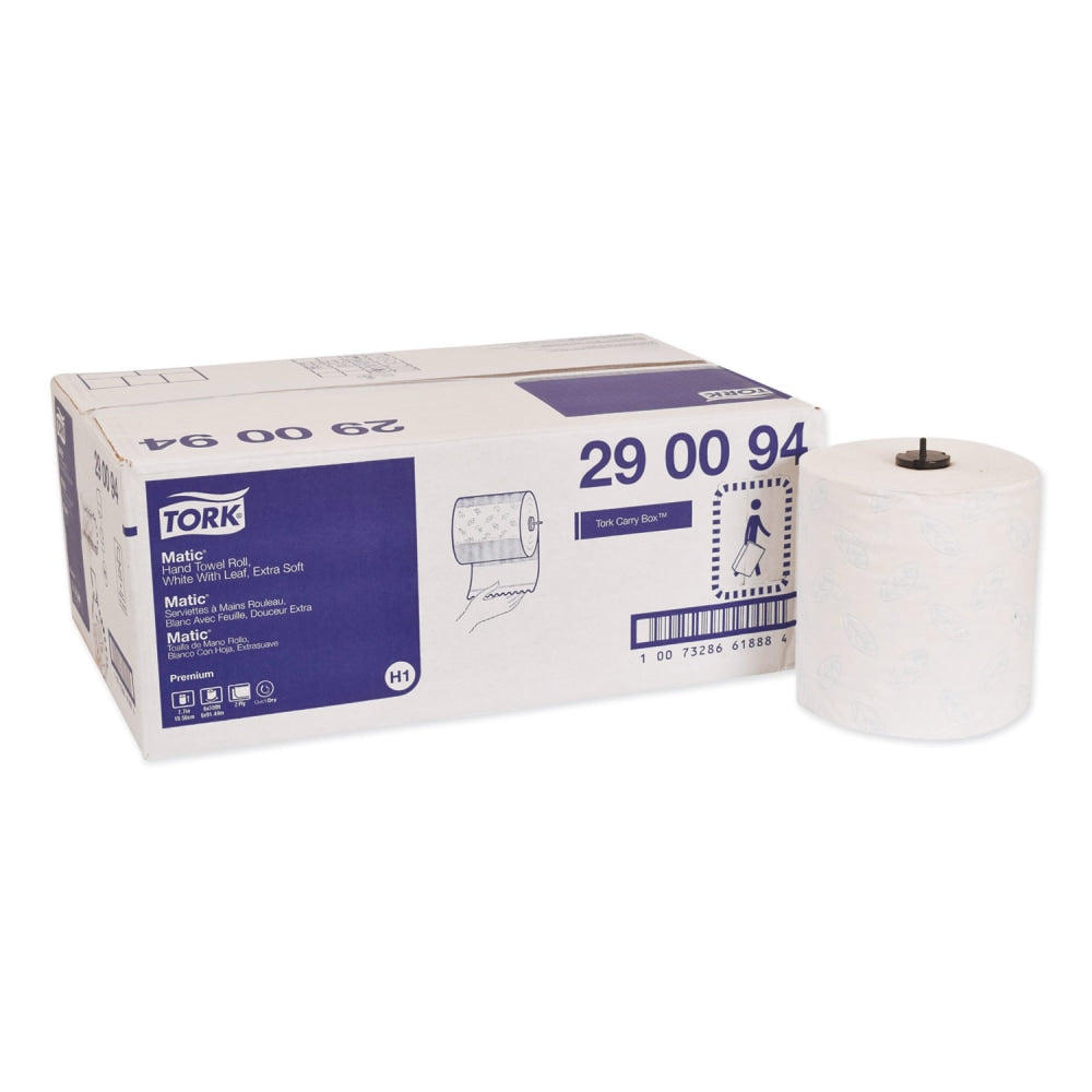 Tork Premium Matic Hand Towel Roll, 2-Ply, 7.7in x 300 ft, White, 6/Carton