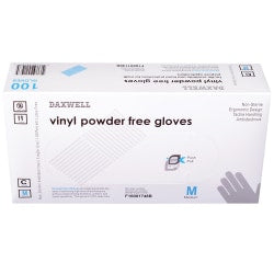 Daxwell Powder Free Vinyl Gloves, Medium, Box Of 100