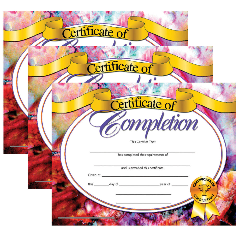 Hayes Publishing Certificate Of Completion, 8.5in x 11in, 30 Per Pack, Set Of 3 Packs, HVA6243