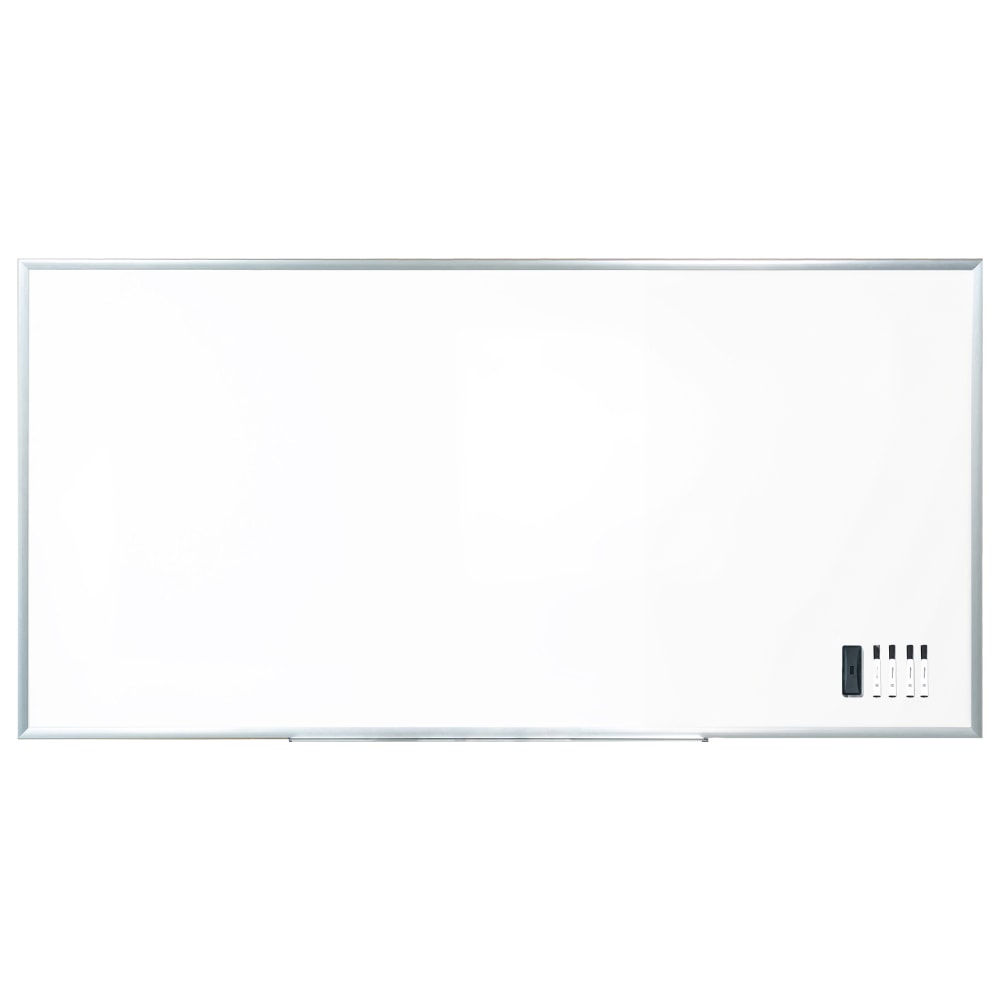 WorkPro Porcelain Magnetic Dry-Erase Whiteboard, 96in x 48in, Aluminum Frame With Titanium Finish