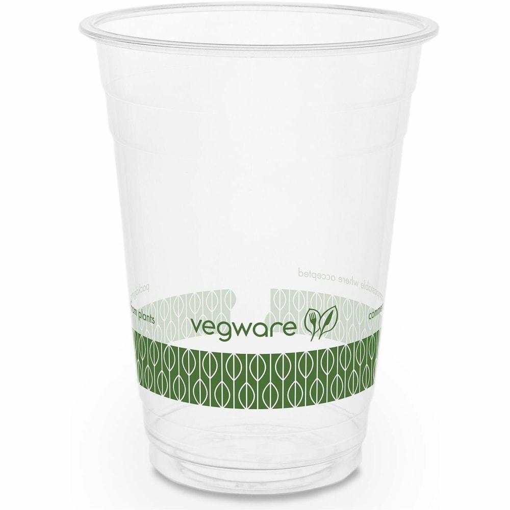 Vegware PLA Cold Cups - 16 fl oz - Clear, Green - Polylactic Acid (PLA) - Cold Drink, Cold, Dessert, Salad - 1000 / Carton