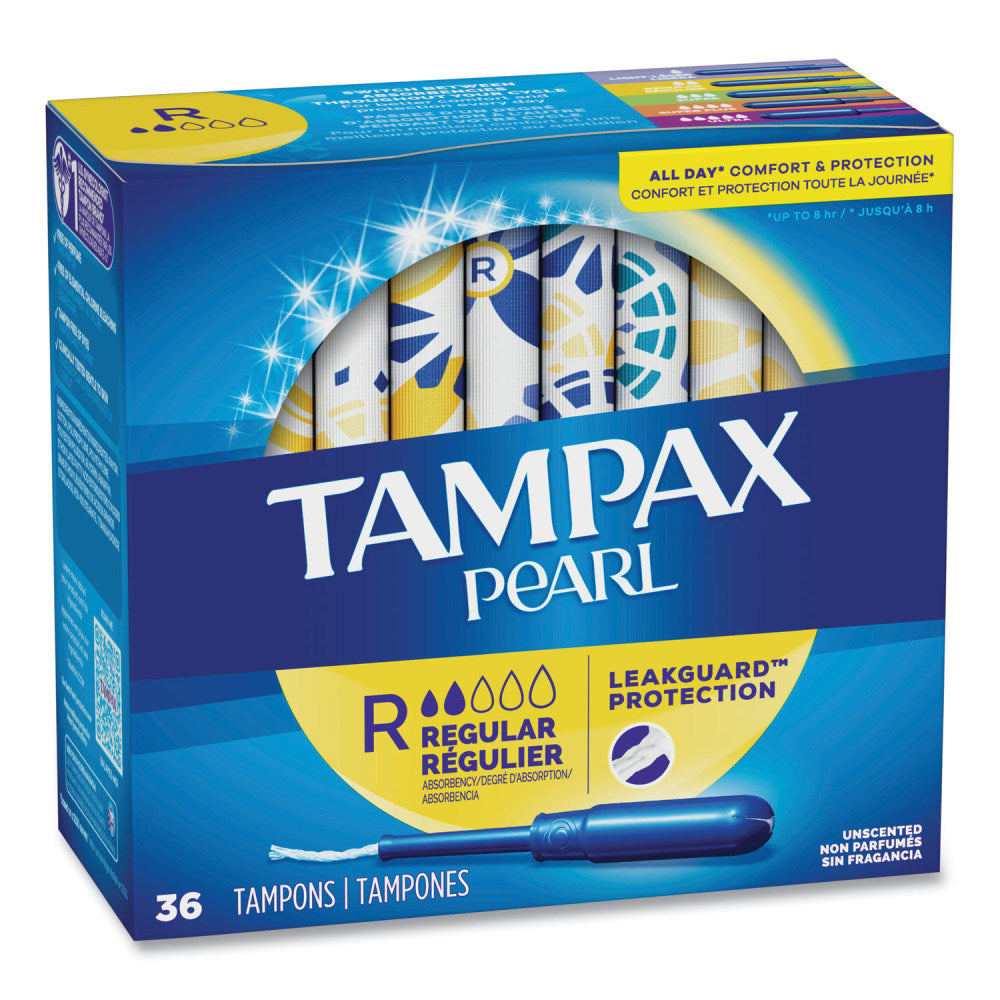 Tampax Pearl Tampons, Regular, 36/Box
