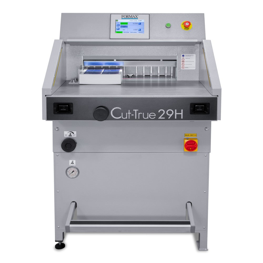 Formax Cut-True 29H Hydraulic Automatic Guillotine Paper Cutter With LED Laser Line, 20-1/2in, Gray