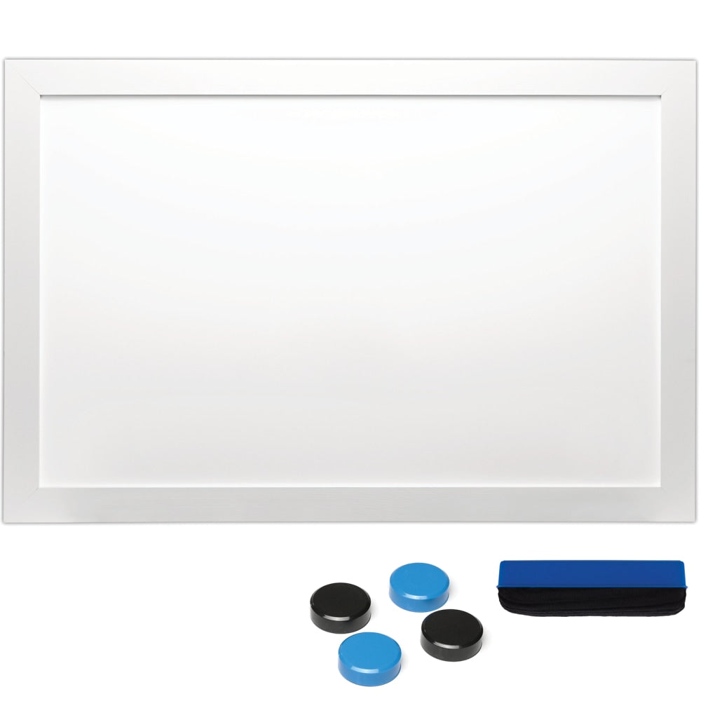 Excello Global Products Magnetic Dry-Erase Whiteboard, Steel, 24in x 36in, White Wood Frame