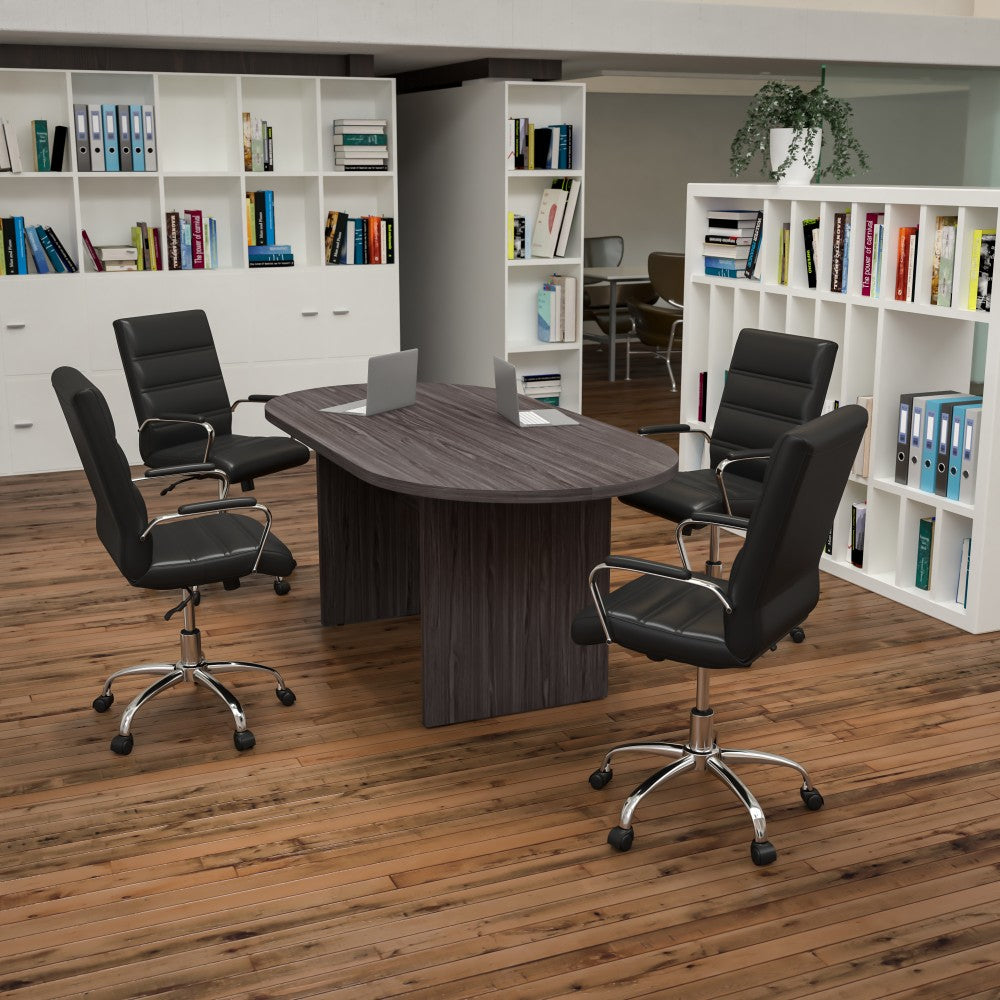 Flash Furniture Oval Conference Table Set with 4 Executive Chairs, Rustic Gray