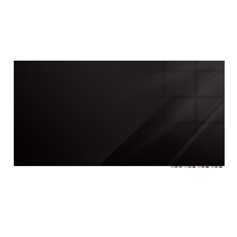 Ghent Aria Magnetic Low-Profile 1/4in Glass Unframed Dry-Erase Whiteboard, 36in x 48in, Black