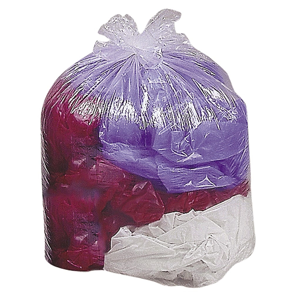 Genuine Joe Super Hexene Clear Trash Can Liners, 0.6 mil, 33 Gallons, 33in x 39in, Box Of 250