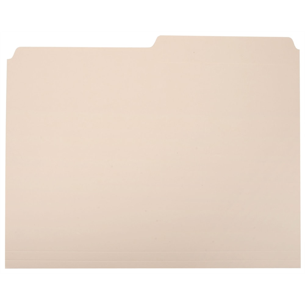 SKILCRAFT File Folders, 1/2 Cut, Letter Size, 30% Recycled, Manila, Pack Of 100 (AbilityOne 7530-00-281-5945)