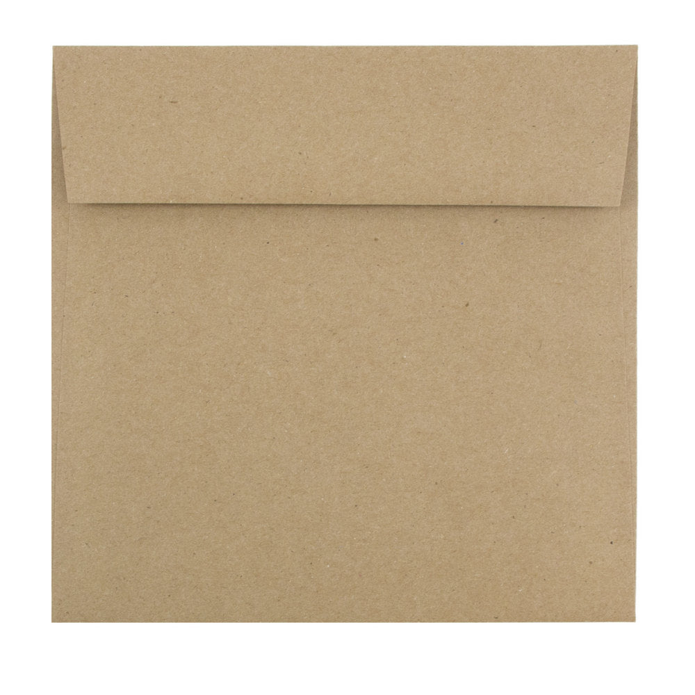JAM Paper Square Envelopes, 6-1/2in x 6-1/2in, Peel & Seal, Brown, Pack Of 50 Envelopes