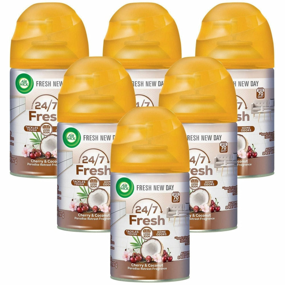 Air Wick Freshmatic Life Scents Refill - Spray - 5.9 fl oz (0.2 quart) - Paradise Retreat - 60 Day - Wall Mountable, Long Lasting - 6 / Carton