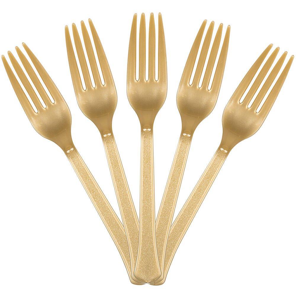 JAM PAPER Premium Utensils Party Pack, Plastic Forks, Gold, 48 Disposable Forks/Pack