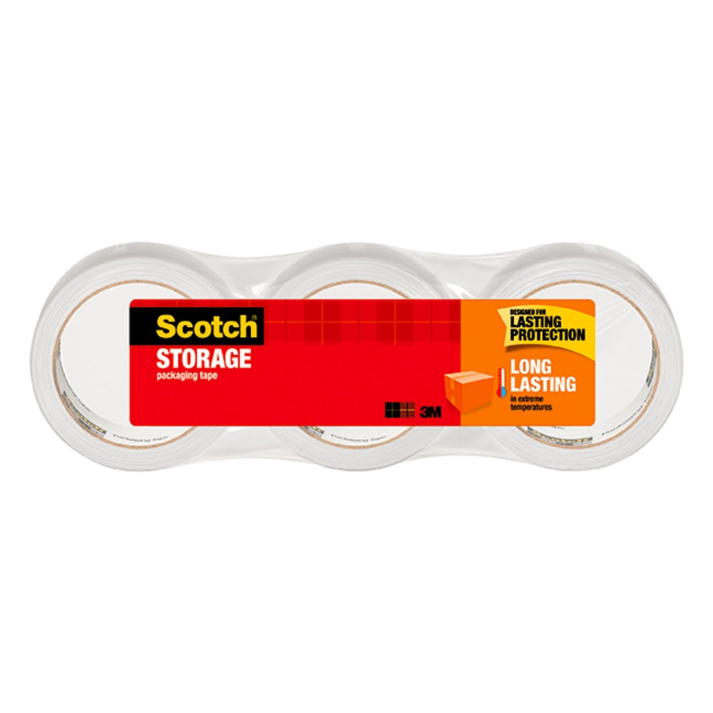 Scotch Long Lasting Storage Packaging Tape - 54.60 yd Length x 1.88in Width x 2.4 mil Thickness - 3in Core - Clear - Acrylic - 3 Roll