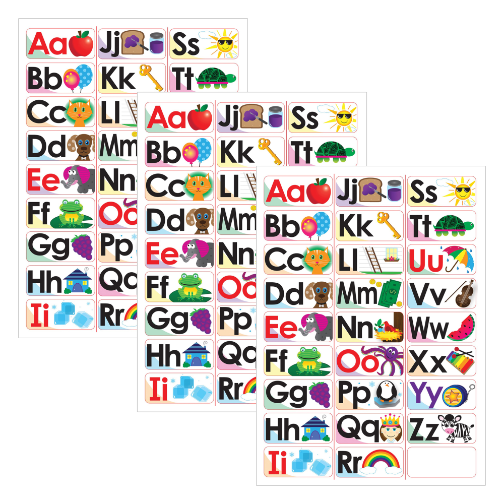 Ashley Productions ABC Picture Words Double-Sided Magnets, 27 Per Pack, Set Of 3 Packs