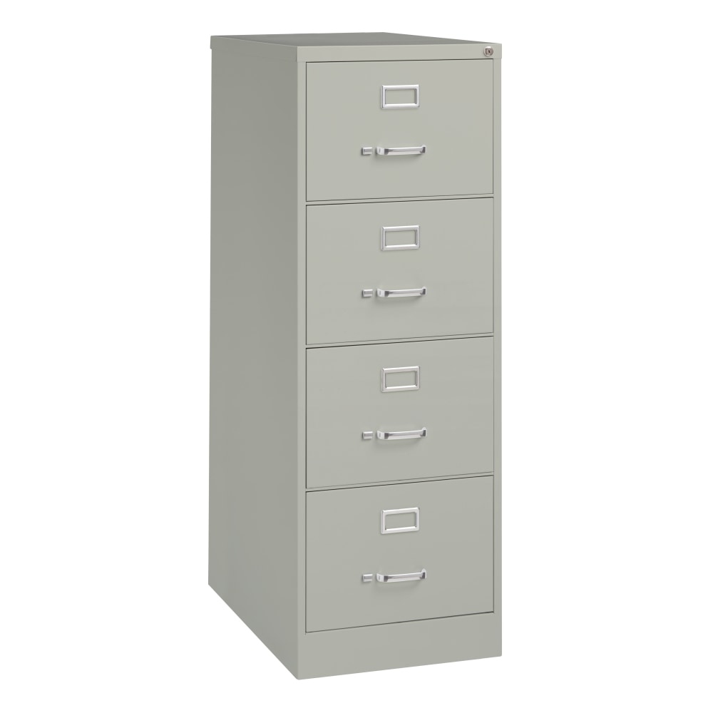 WorkPro 26-1/2inD Vertical 4-Drawer Legal-Size File Cabinet, Light Gray