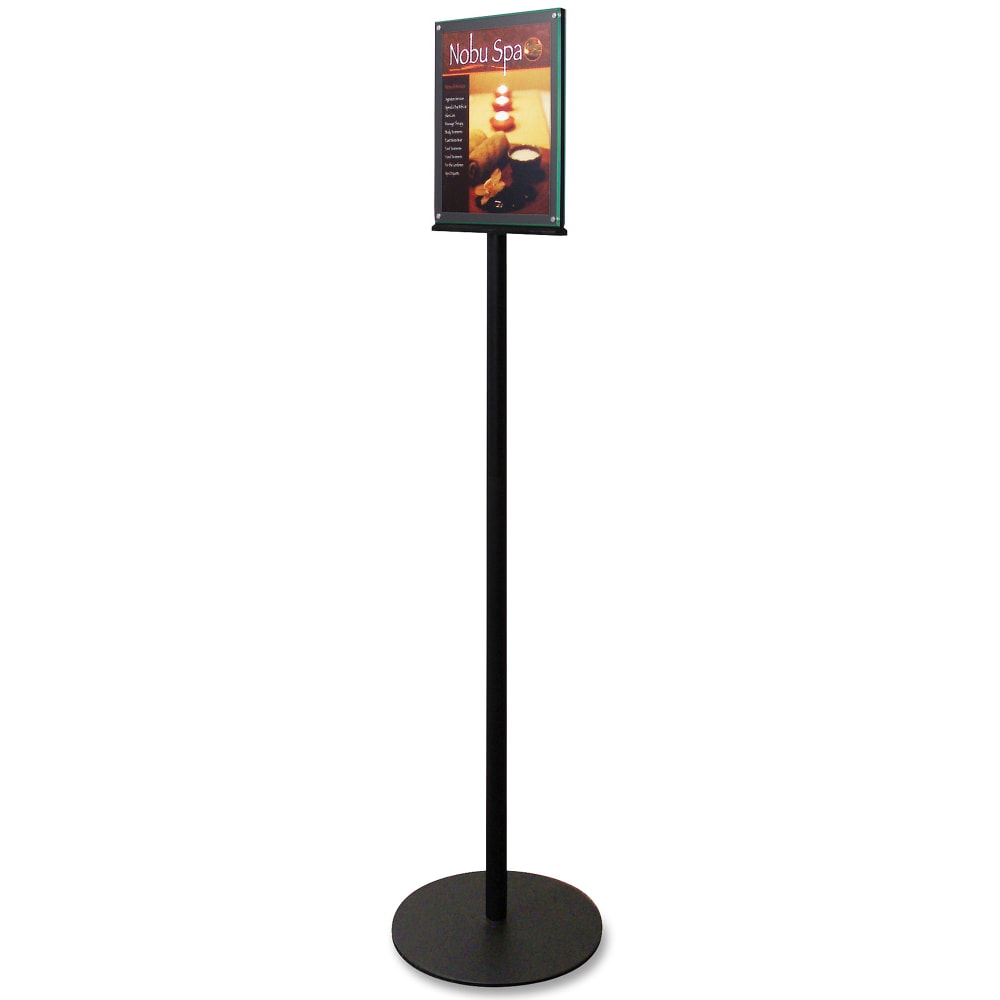 Deflecto Double-Sided Sign Stand, 56inH x 12 9/10inW x 12 9/10inD, Black