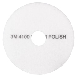 3M 4100 Super Polishing Floor Pads, 20in Diameter, White, Box Of 5