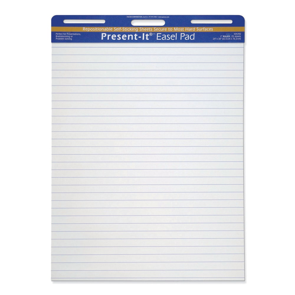 Pacon The Present-It Easel Pad, 25in x 30in, Ruled, White, 25 Sheets Per Pad