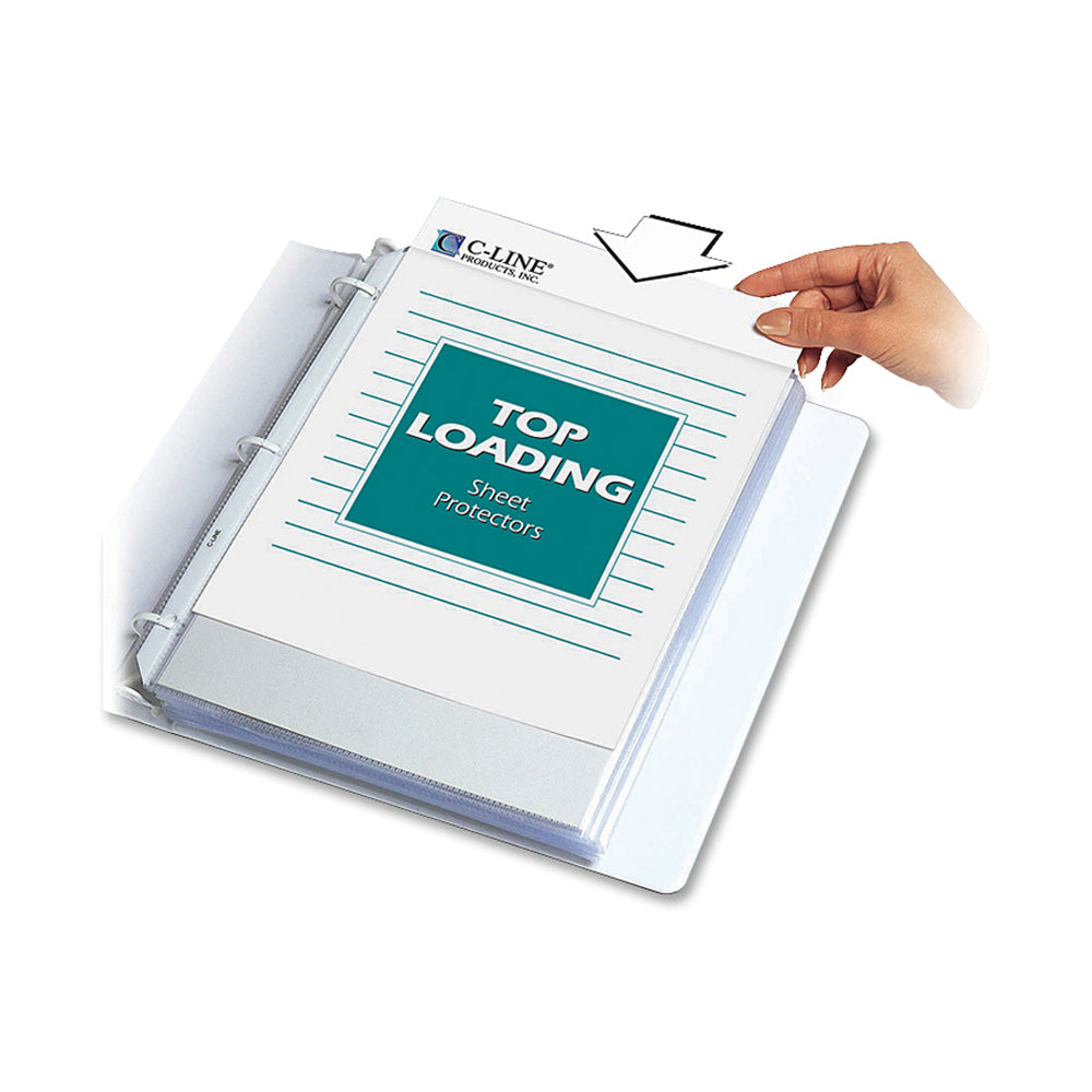 C-Line Polypropylene Top-Loading Sheet Protectors, 8 1/2in x 11in, Standard Weight, Nonglare, Box Of 100