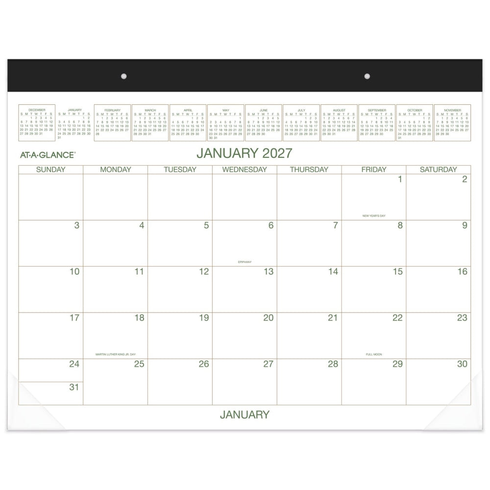 AT-A-GLANCE 2027 Two Color Monthly Desk Pad Calendar, Standard, 21 3/4in x 17in