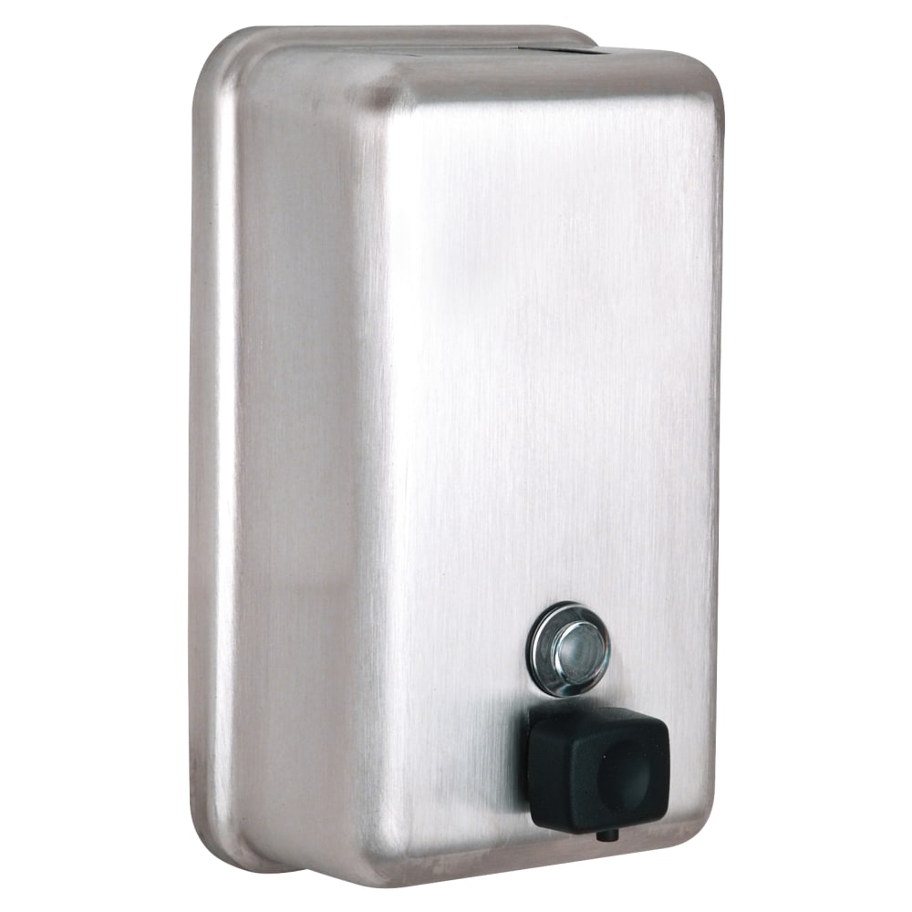 Alpine Vertical Manual Surface-Mounted Liquid Soap Dispenser, 8-1/8inH x 4-13/16inW x 2-13/16inD, Stainless Steel