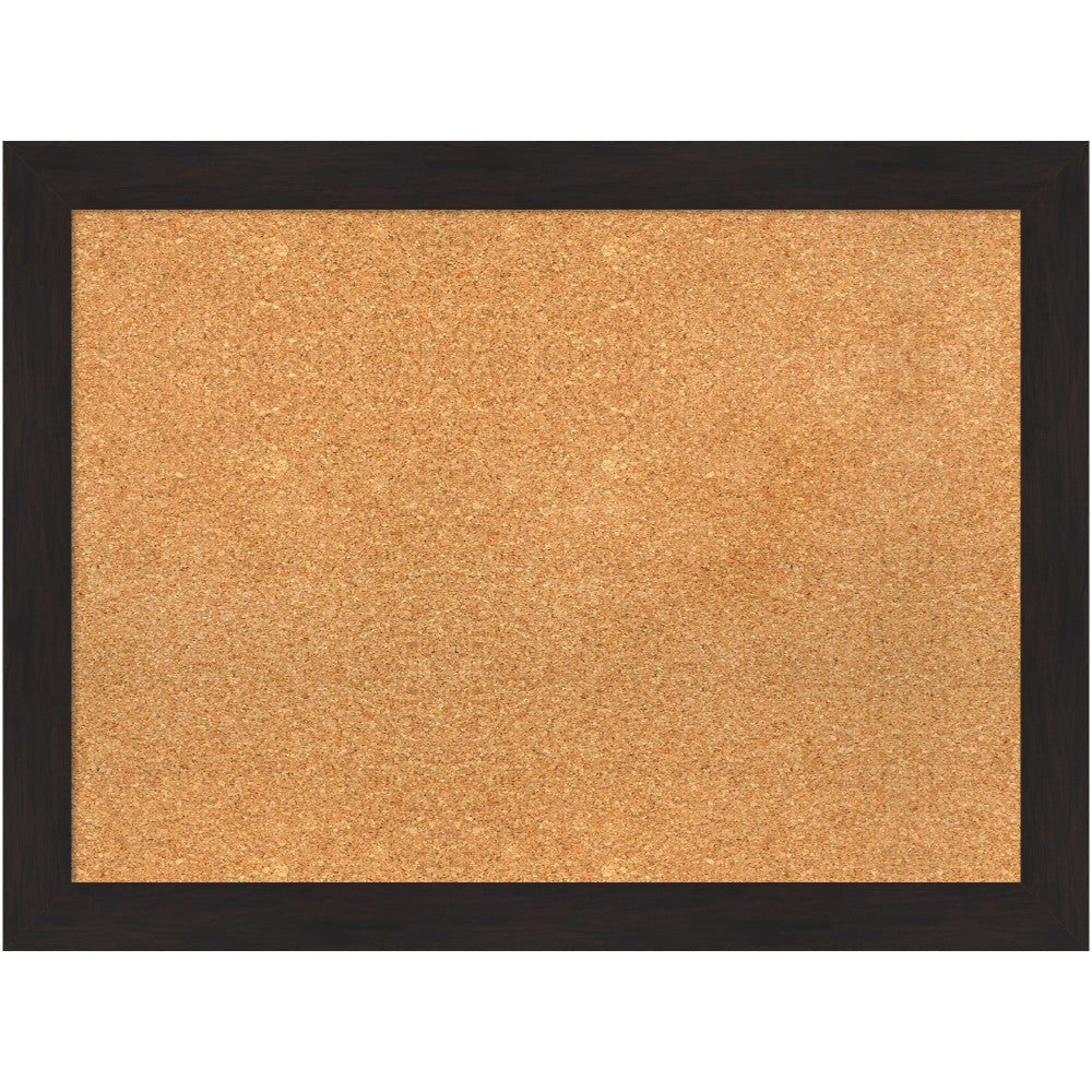 Amanti Art Rectangular Non-Magnetic Cork Bulletin Board, Natural, 32in x 24in, Furniture Espresso Narrow Plastic Frame