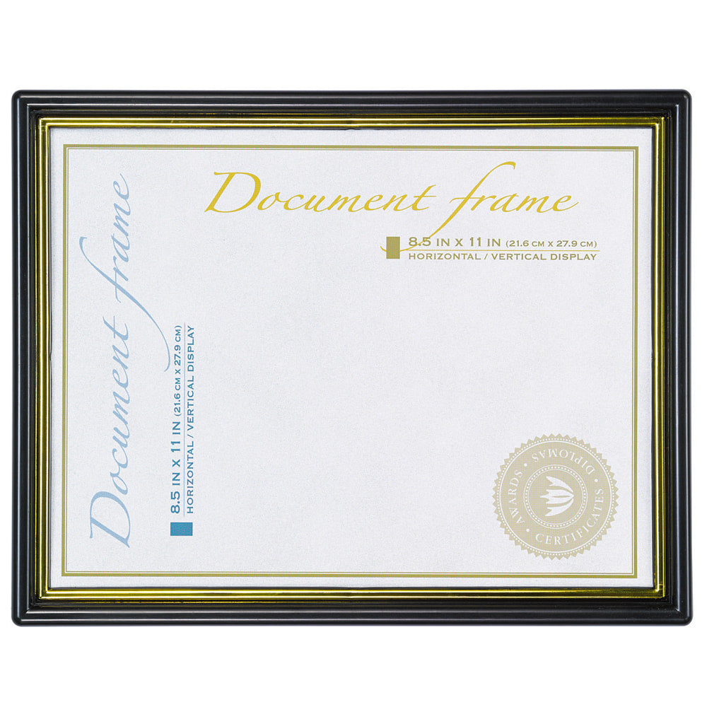 Office Depot Wall Mountable Certificate Frame, 8 1/2in x 11in, Black/Gold