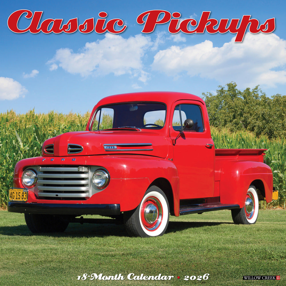 2026 Willow Creek Press Art & Design Monthly Wall Calendar, 12in x 12in, Classic Pickups, January To December, 50767