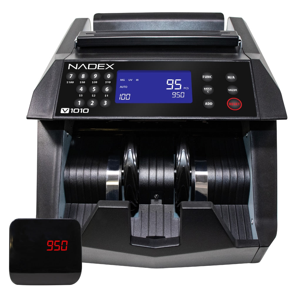 Nadex Coins V1010 Bill-Counting Machine, 11-1/2inH x 12-13/16inW x 7-11/16inD, Gray