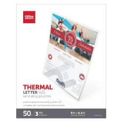 Office Depot Brand Laminating Pouches, Letter Size, 3 Mil, 9in x 11.5in, Pack Of 50