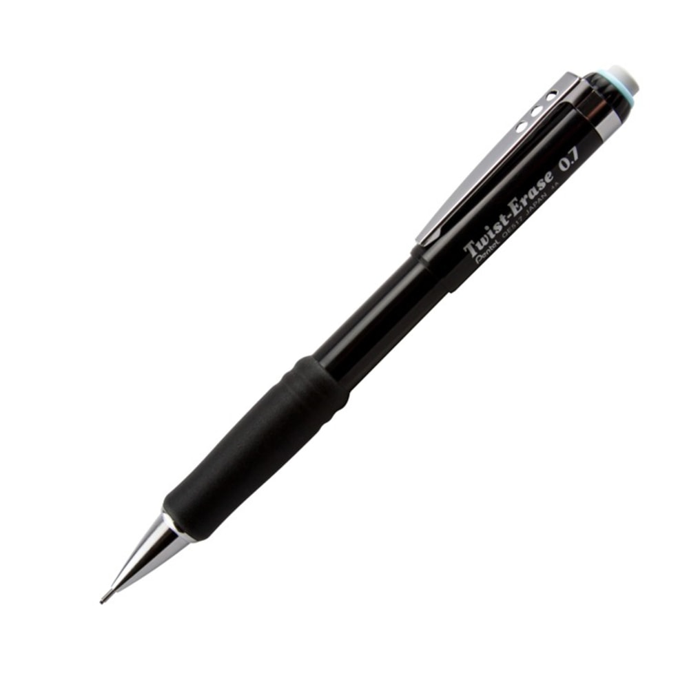 Pentel Twist-Erase III Mechanical Pencil, 0.7mm, #2 Lead, Black Barrel