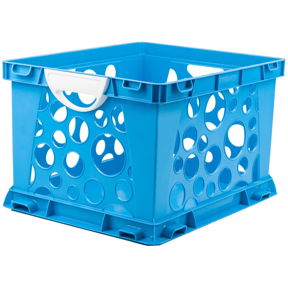 Storex Premium File Crate with Handles, 10-1/2inH x 14-1/4inW x 17-1/4inD, Classroom Blue