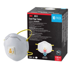 3M Cool Flow Paint Sanding Valved Respirator N95, 8511P10-DC-PS, Pack of 10