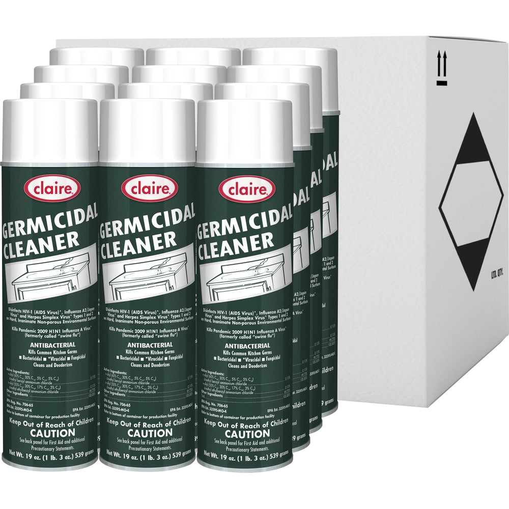 Claire Foaming Germicidal Cleaner, 19 Oz, 12/Case, CL873