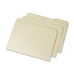 SKILCRAFT Top-Tab File Folders, Letter Size, 100% Recycled, Manila, Box of 100