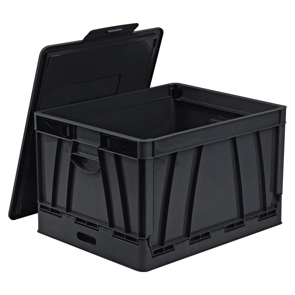 Storex Collapsible Storage File Storage Crate, Medium Size, Black