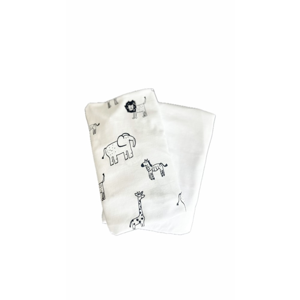 Coverplay Cotton Play Yard Sheets, 39in x 25in, Gray/Animal Pattern, Case Of 12 Sheets