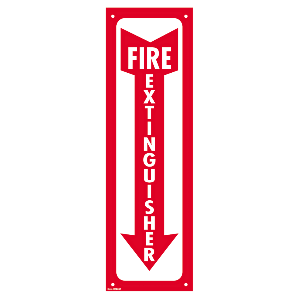 Cosco Glow-In-The-Dark Fire Extinguisher Sign, 4in x 13in, Red/White