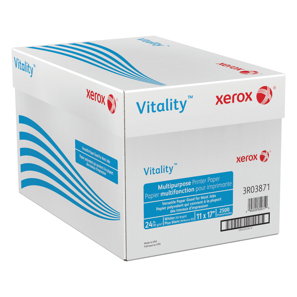Xerox Vitality Multi-Use Printer & Copy Paper, 5 Reams, White, Ledger (11in x 17in), 2500 Sheets Per Case, 24 Lb, 92 Brightness, FSC Certified