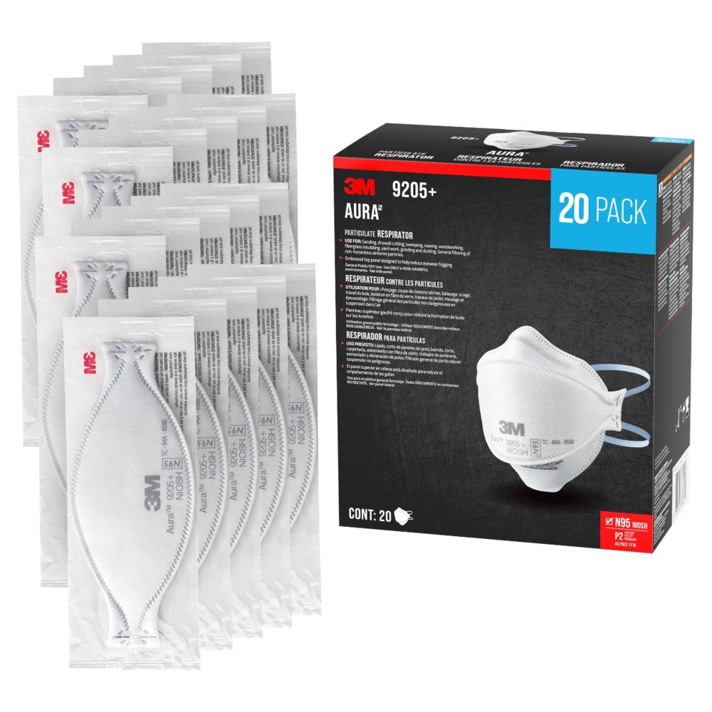 3M Aura N95 Particulate Respirator, 9205PH-20-DC, Pack of 20 Respirators