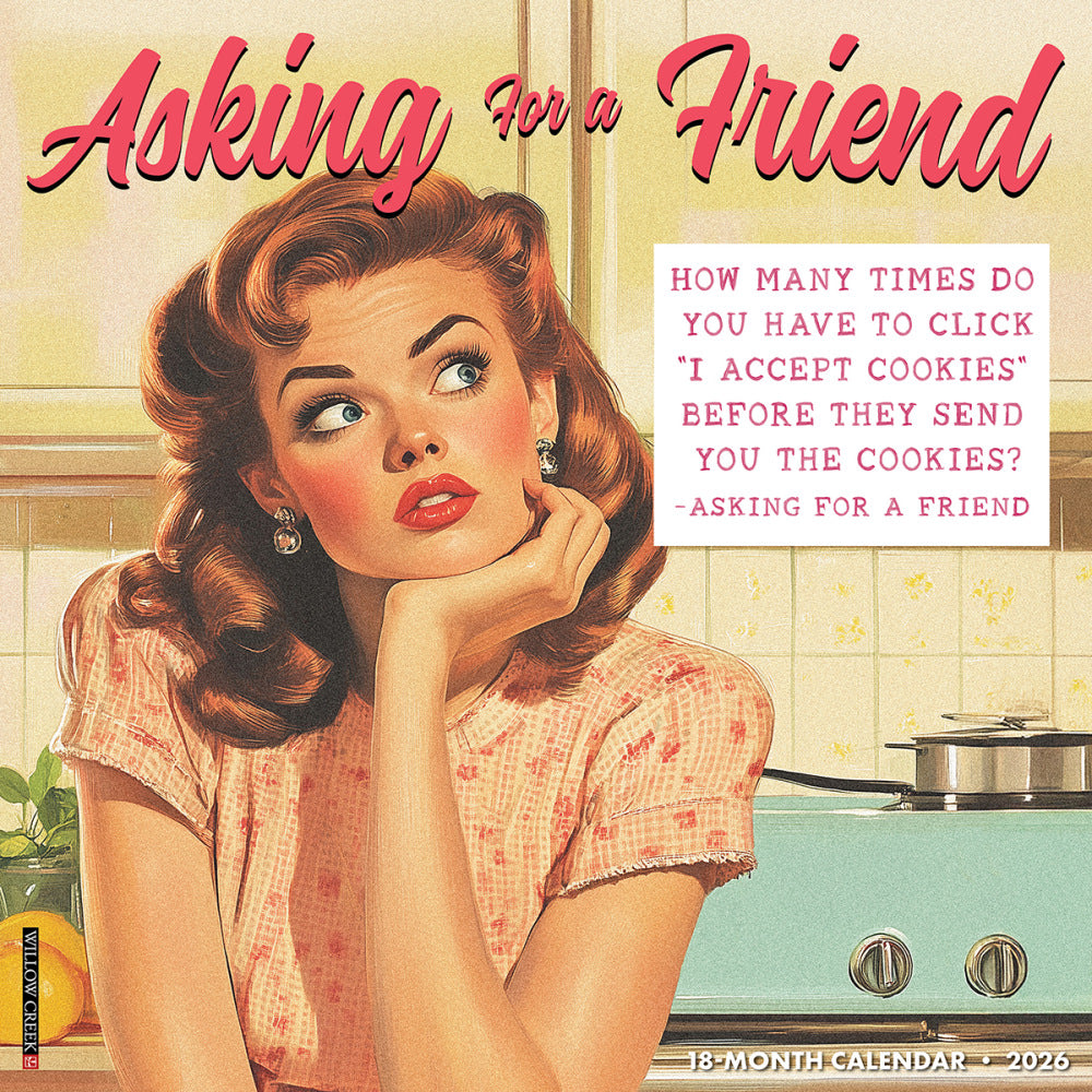 2026 Willow Creek Press Humor & Comics Monthly Wall Calendar, 12in x 12in, Asking for a Friend, January To December, 49938