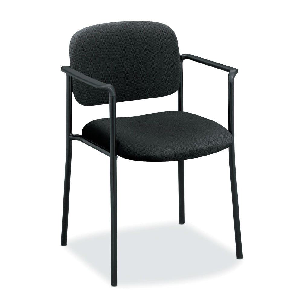 HON Scatter Stacking Guest Chair, Fixed Arms, Fabric, Black