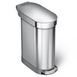 simplehuman Slim Liner Rim Step Trash Can, 12 Gallons, Brushed Stainless Steel