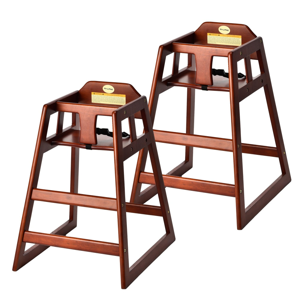 Alpine Industries Stackable Baby High Chairs, Mahogany, Set Of 2 High Chairs